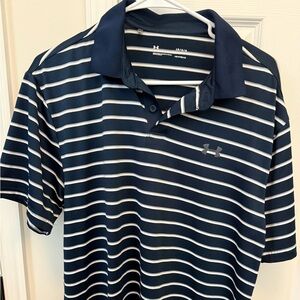 Under Armour Men's Navy and White Striped Polo